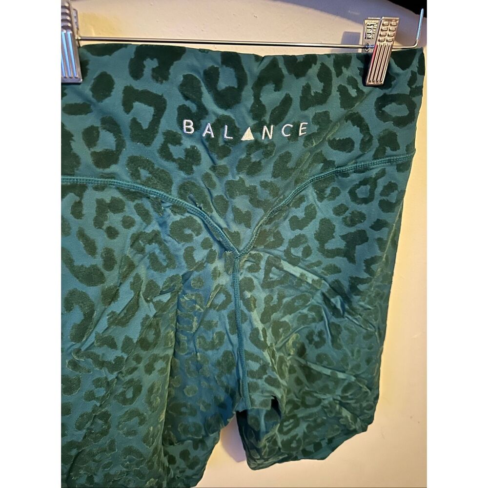Balance Athletica Dark Green Leopard Print High-Waist Bike Shorts - Picture 3 of 4